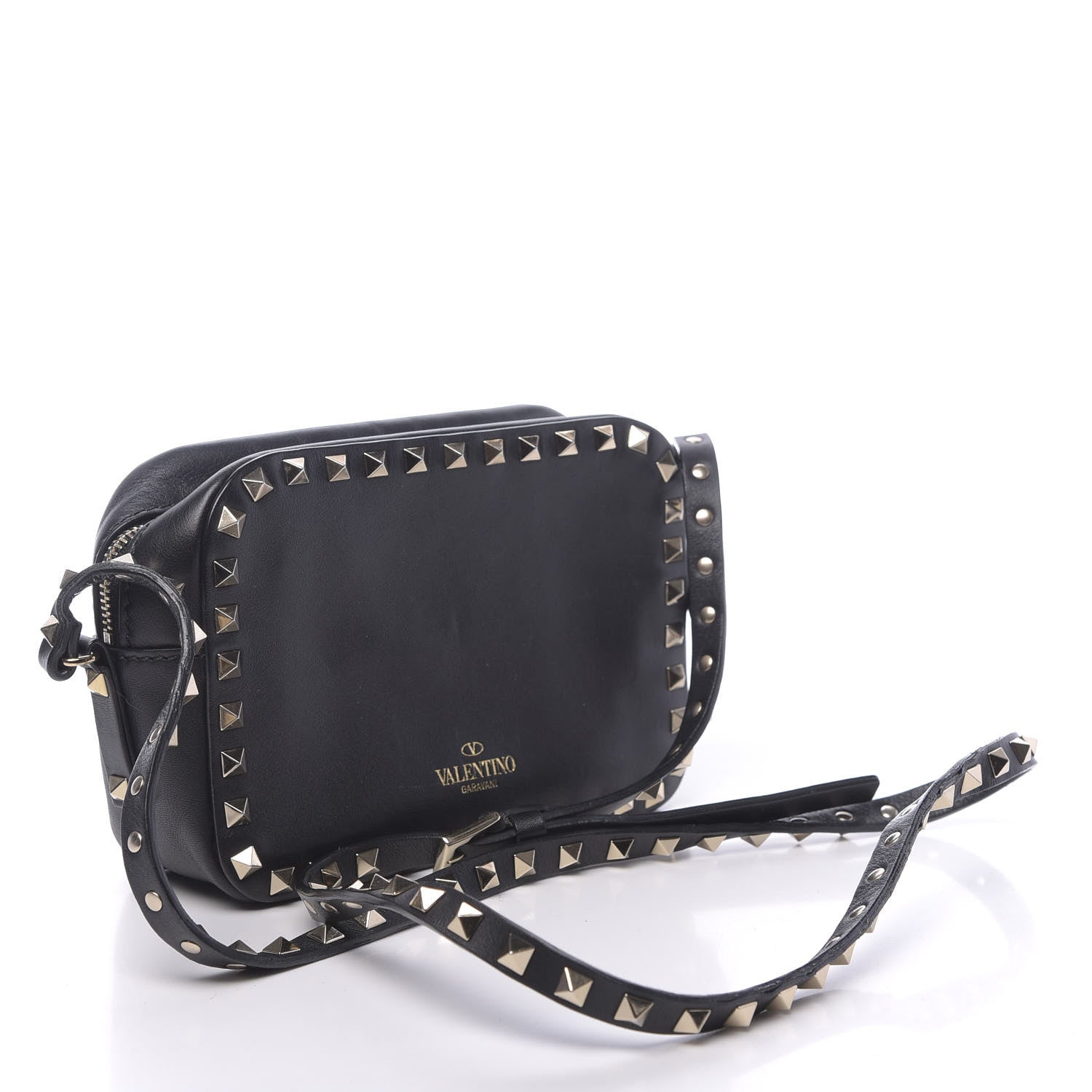 Valentino Garavani Calfskin Rockstud Camera Crossbody Bag Black 3 of 9
