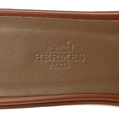 Hermes Box Calfskin Oran Sandals 38 Gold 7 of 8