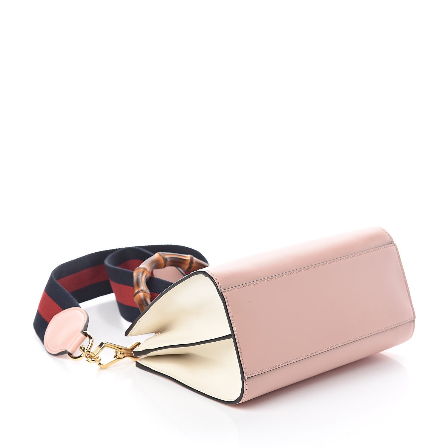 Gucci Nappa Bamboo Web Mini Nymphaea Top Handle Bag Perfect Pink Mystic White 4 of 9
