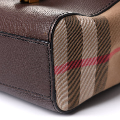 Burberry Grainy Calfskin House Check Ethan Satchel Oak Brown 12 of 13