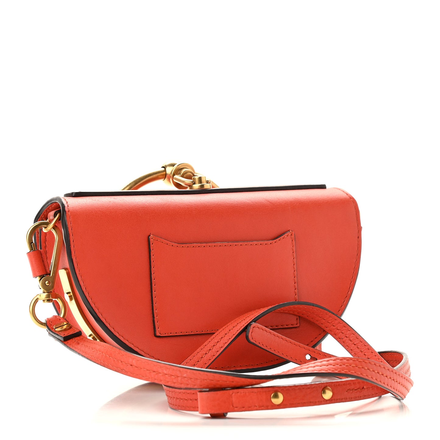 Calfskin Small Nile Bracelet Minaudiere Bag Sepia Red
