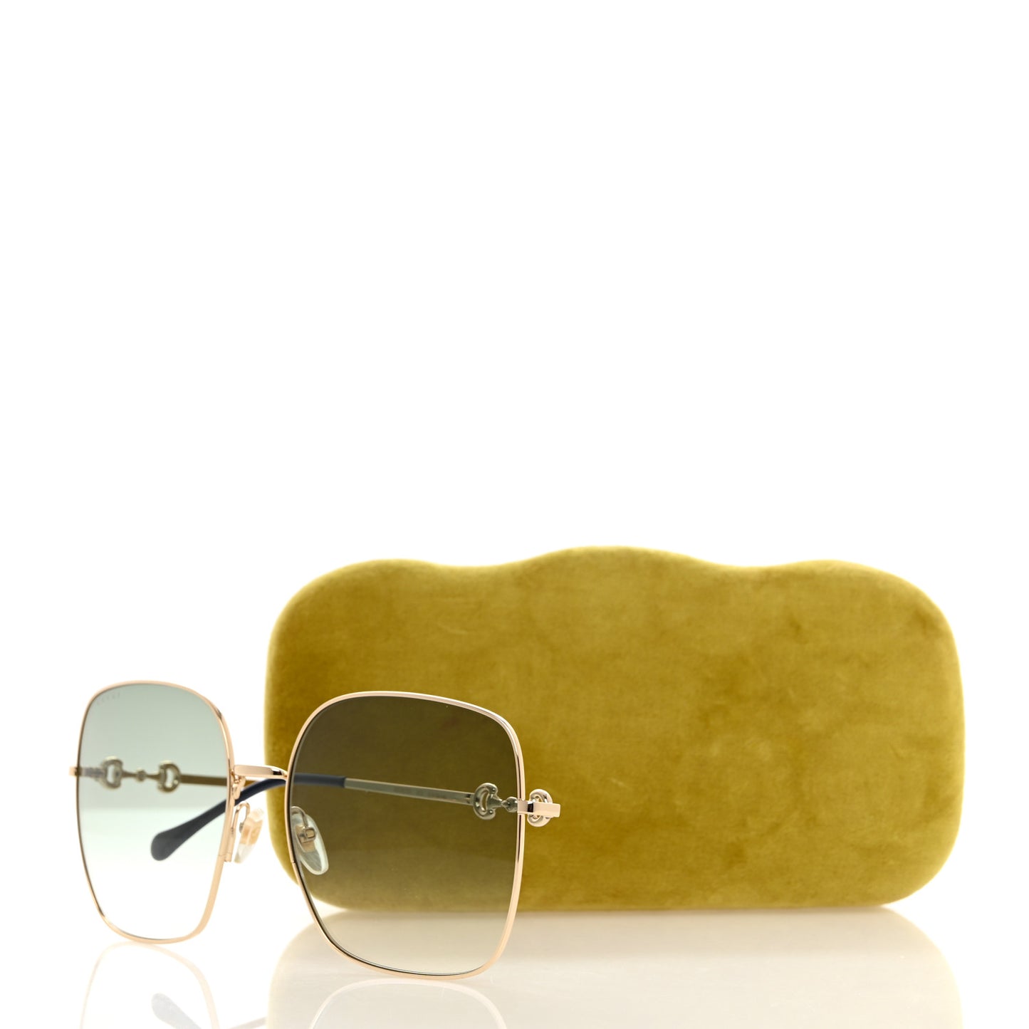 Metal Horsebit Square Frame Sunglasses GG0879S Gold
