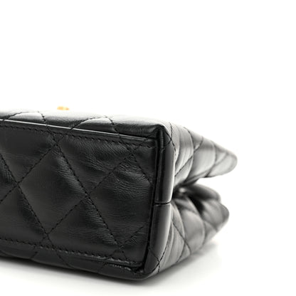 Chanel Shiny Aged Calfskin Quilted Nano Kelly Shopper Black 10 of 10