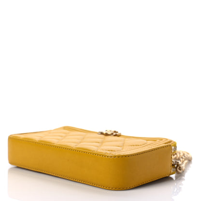 Chanel Calfskin Quilted Small Boy Clutch With Chain Yellow 7 of 7