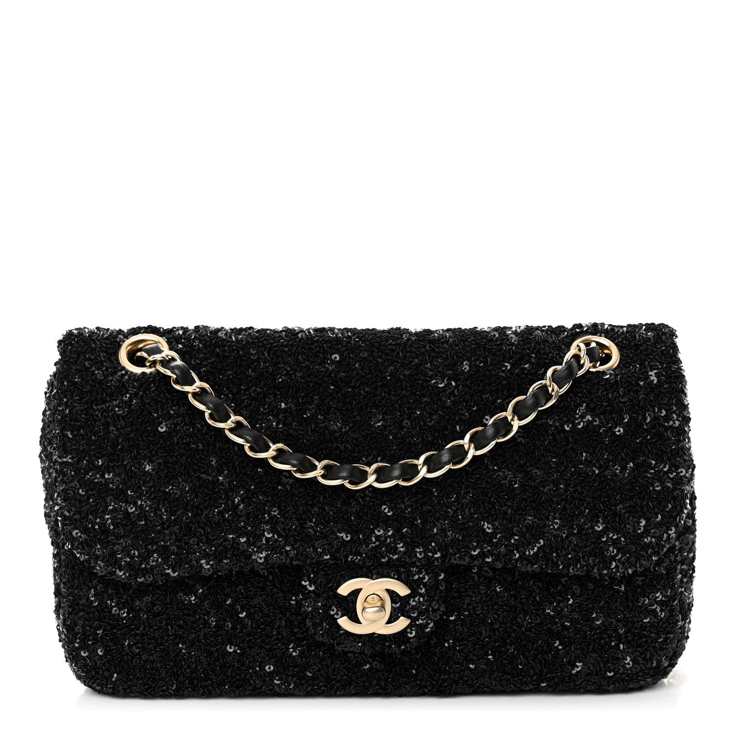 Chanel Sequin Embroidered Medium Flap Bag Black 1 of 10