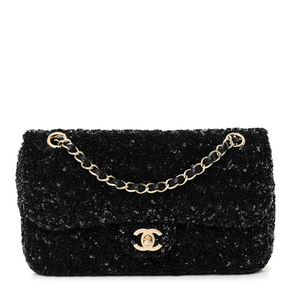 Chanel Sequin Embroidered Medium Flap Bag Black 1 of 10