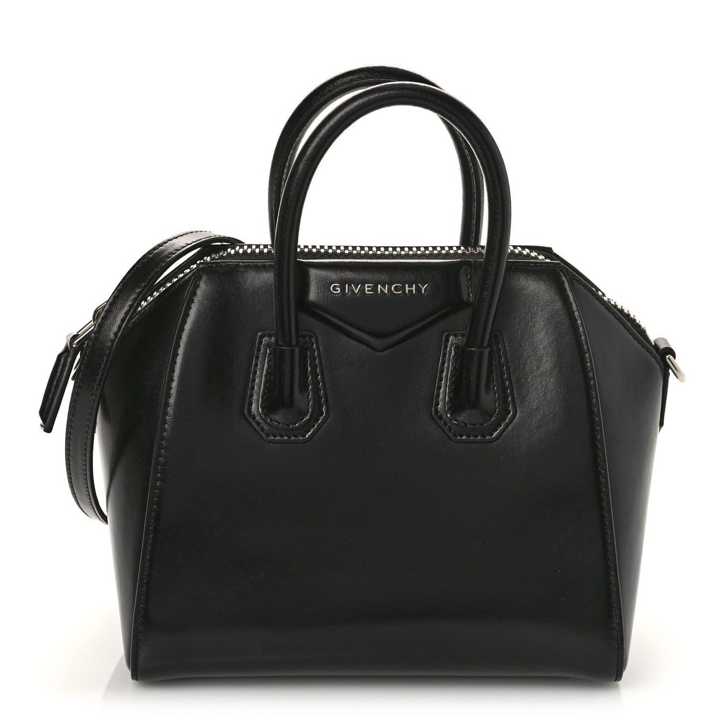 Shiny Lord Calfskin Mini Antigona Black
