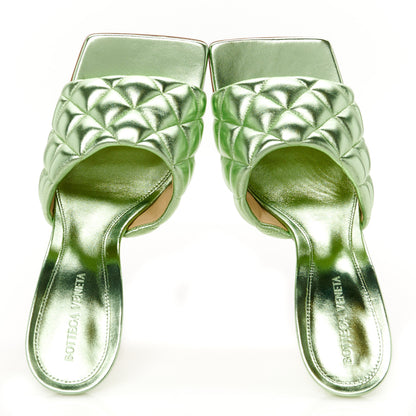 Bottega Veneta Metallic Nappa Reflection Matelasse Padded Mule Sandals 39.5 Pistachio 2 of 10