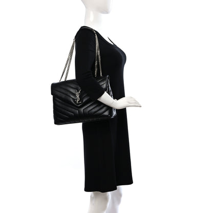 Saint Laurent Calfskin Y Quilted Monogram Medium Loulou Chain Satchel Black 2 of 9