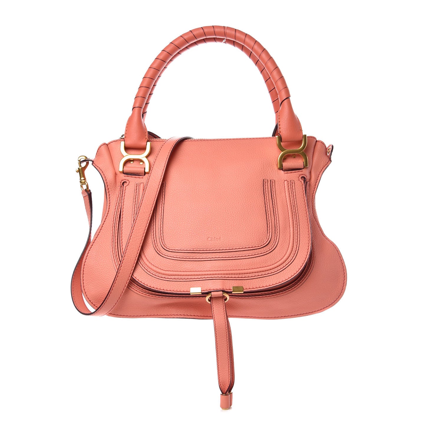 Calfskin Medium Marcie Satchel Coral