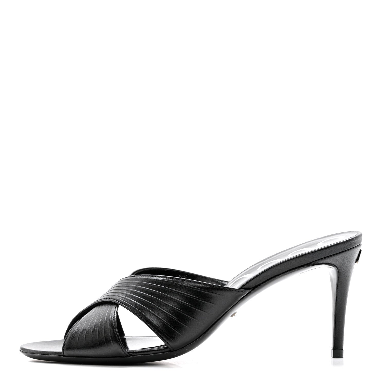 Gucci Nappa Crossover Heel Slide Sandals 39.5 Black 1 of 8