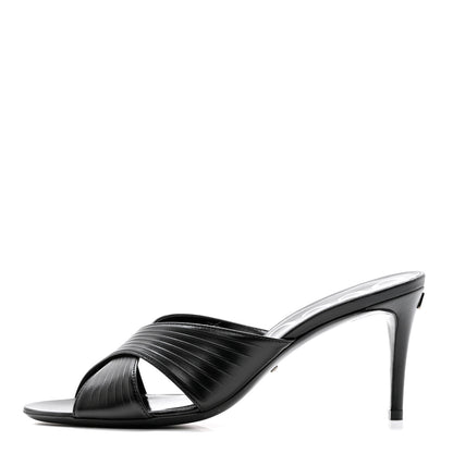 Gucci Nappa Crossover Heel Slide Sandals 39.5 Black 1 of 8