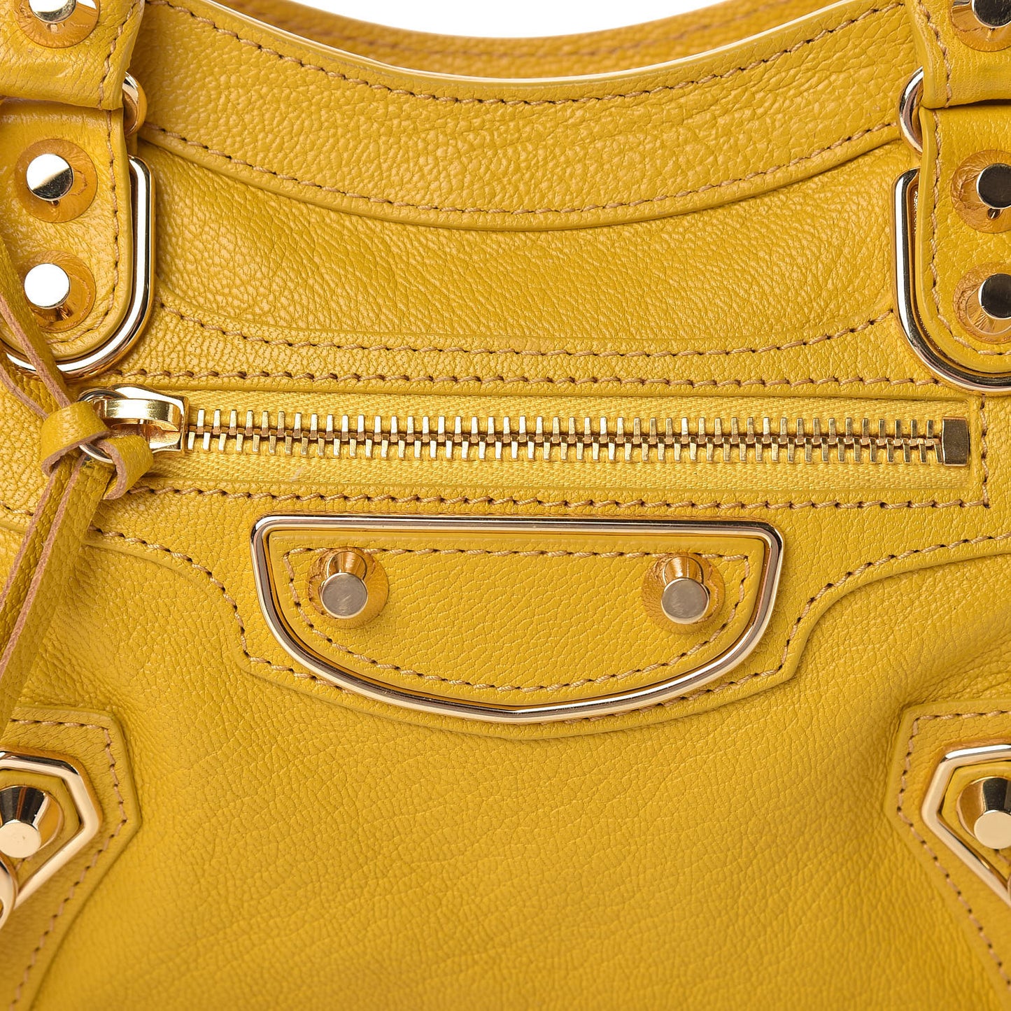 Chevre Gold Metallic Edge Hardware Mini City Jaune Epi