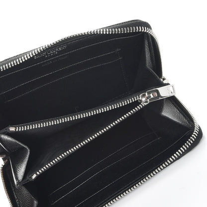 Saint Laurent Grain De Poudre Matelasse Chevron Monogram Zip Around Wallet Black 5 of 9