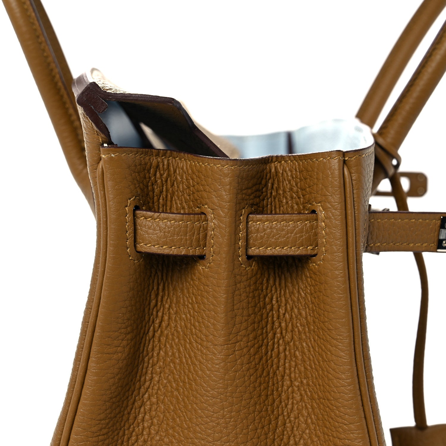 Hermes Togo Verso Birkin 25 Bronze Dore Bleu Brume 14 of 34