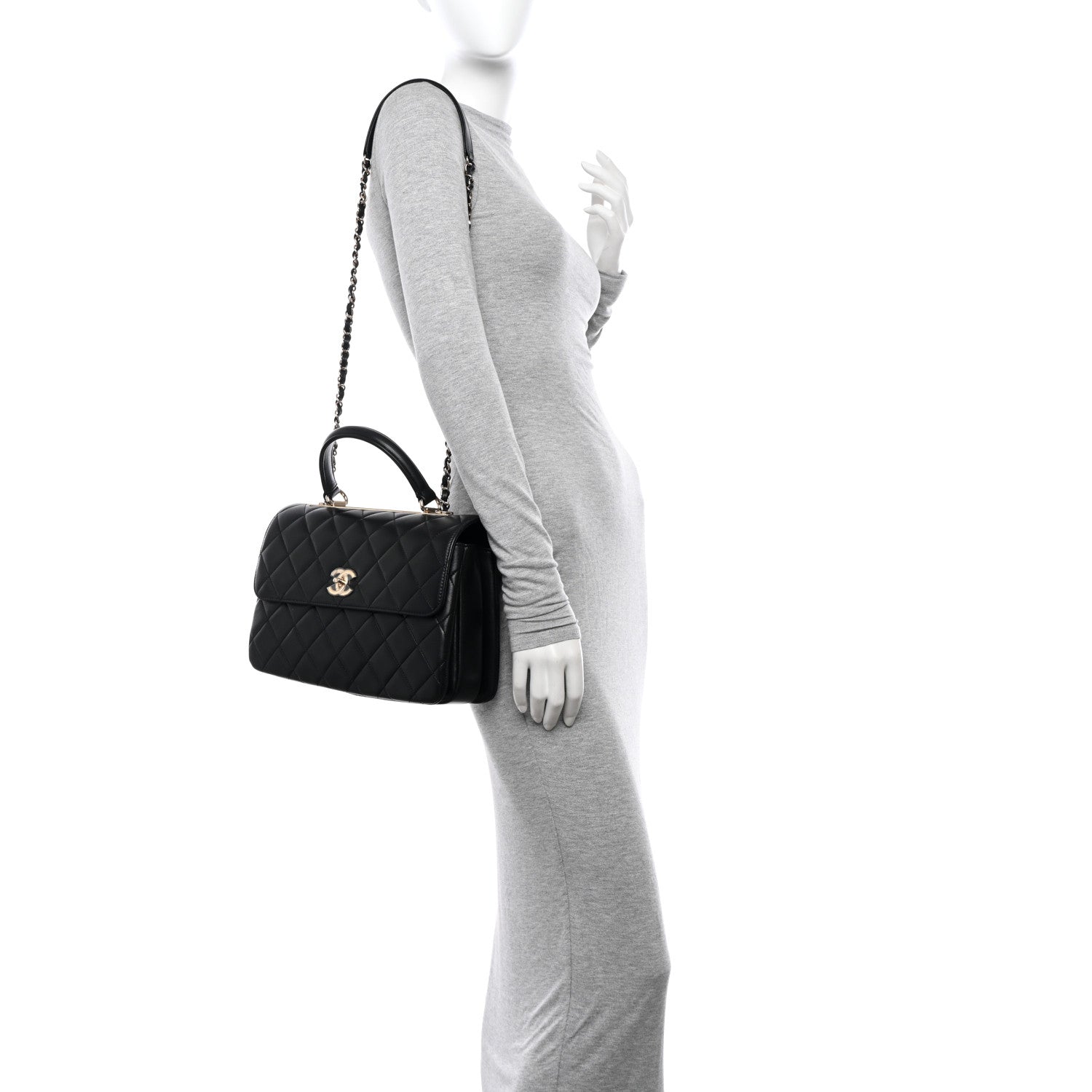 Chanel Lambskin Quilted Medium Trendy CC Flap Dual Handle Bag Black 2 of 11