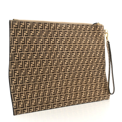 Fendi Suede Vitello Grace Micro FF Large Flat Pouch Nude Spring Maya 3 of 7