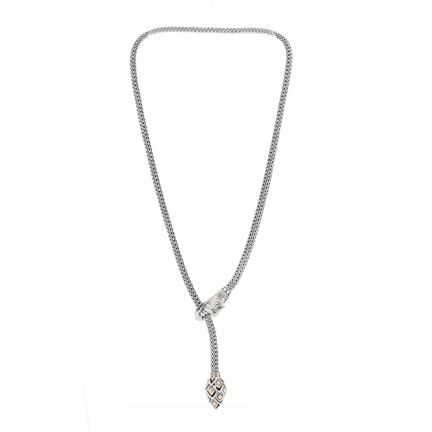 Sterling Silver 18K Yellow Gold Legends Naga Dragon Lariat Necklace