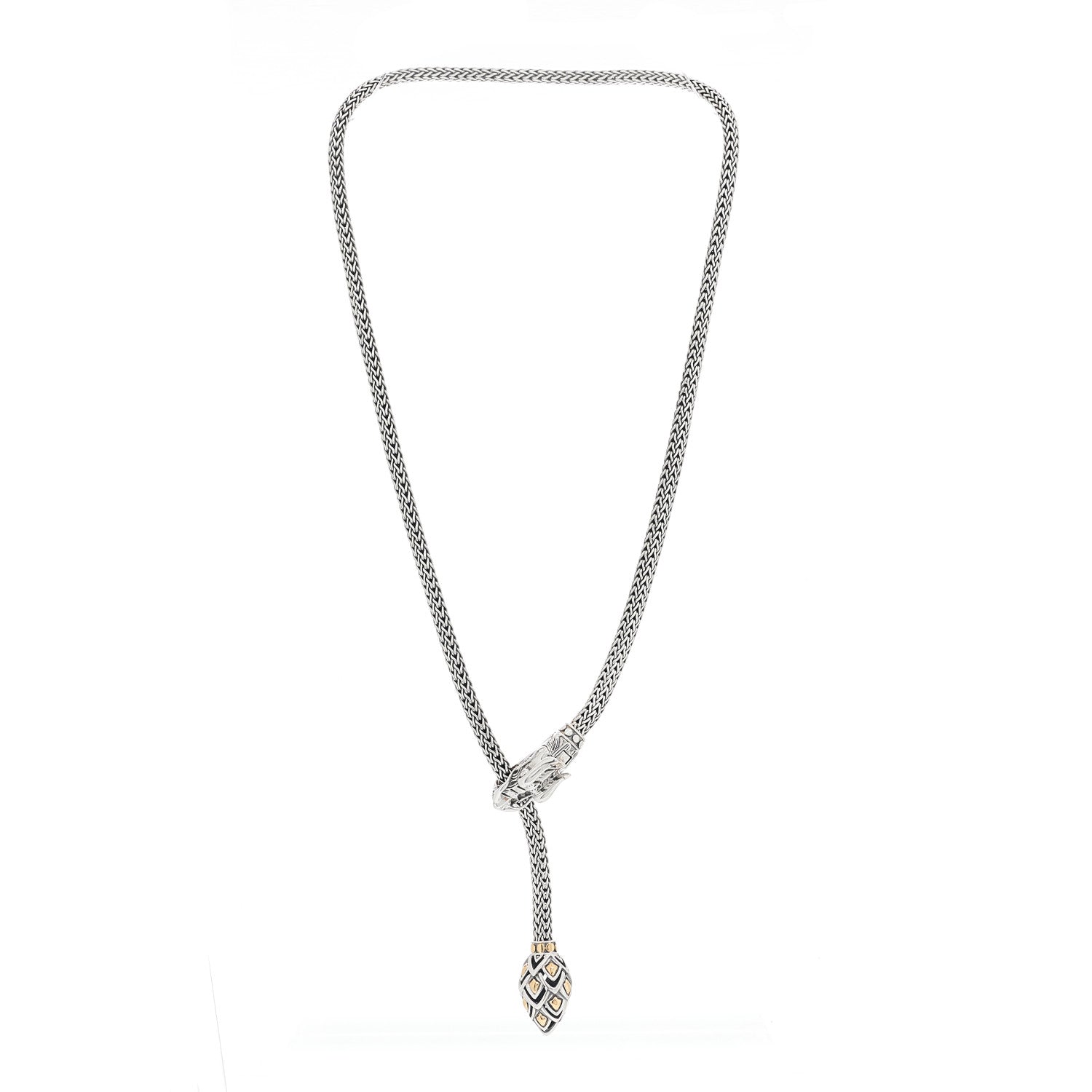 John Hardy Sterling Silver 18K Yellow Gold Legends Naga Dragon Lariat Necklace 2 of 4