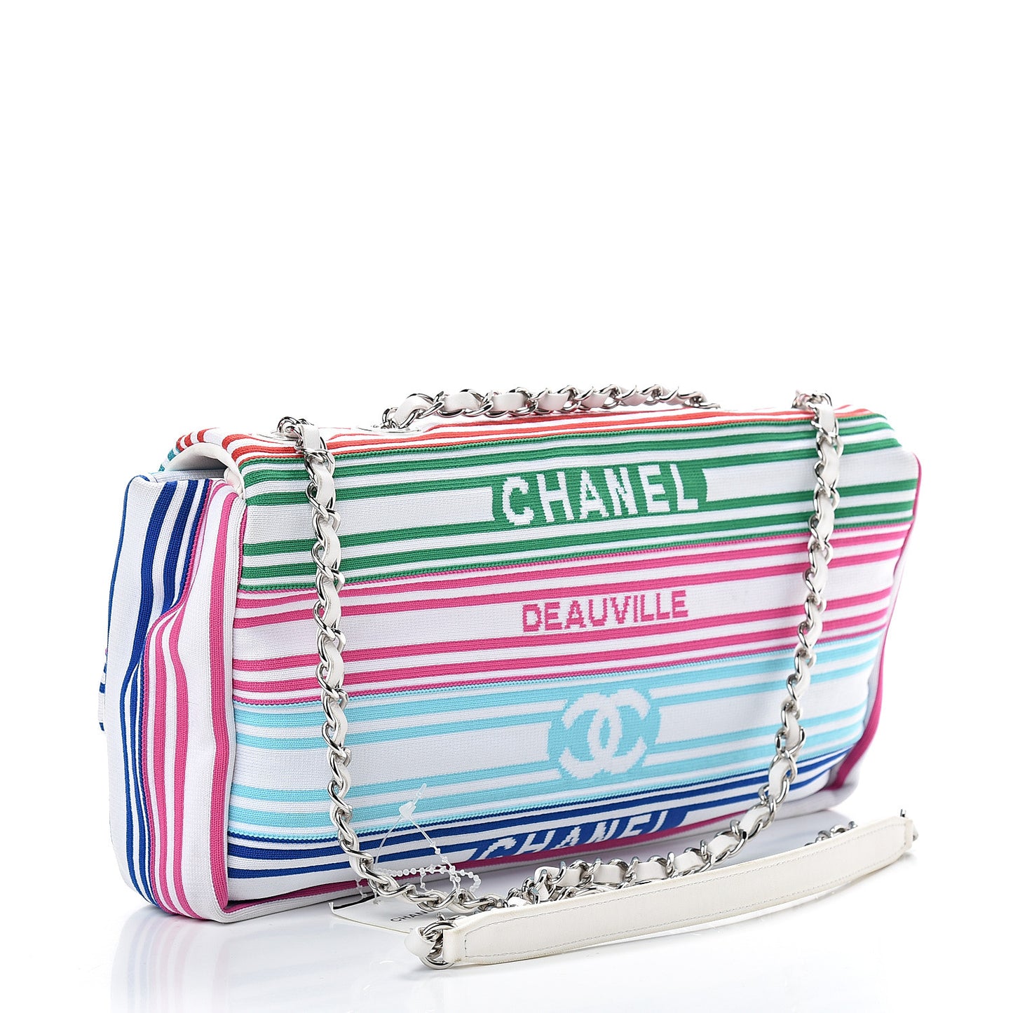 Mixed Fibers Lambskin Venise Biarritz Flap Bag Multicolor White