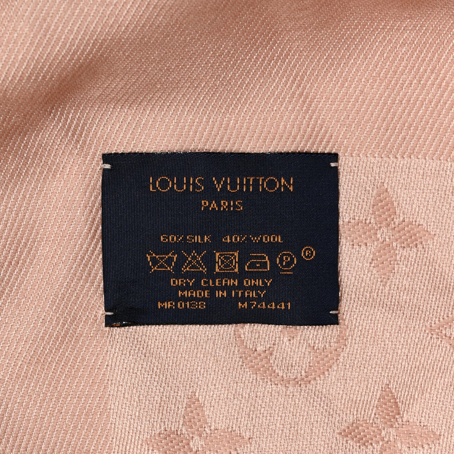 Silk Wool Monogram Shawl Rose