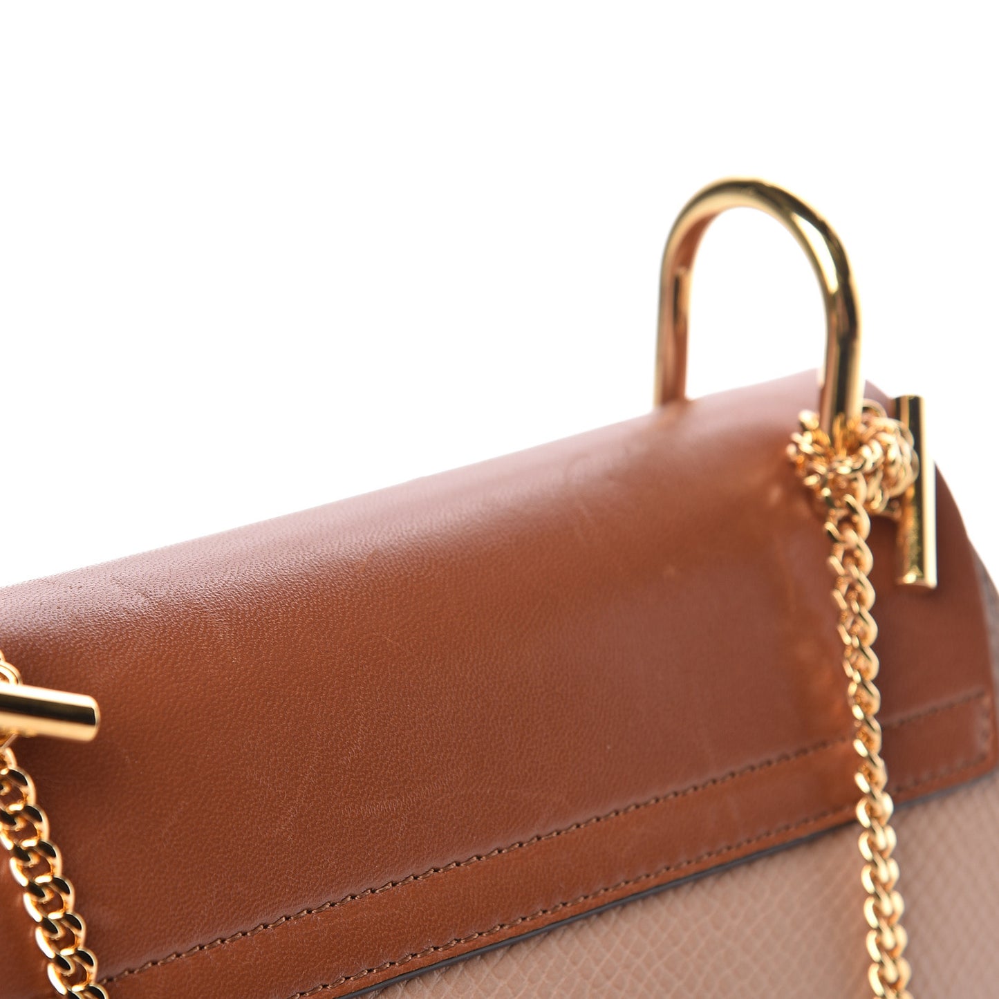 Grained Calfskin Lambskin Bi-Color Drew Shoulder Bag Powder Beige Mustard