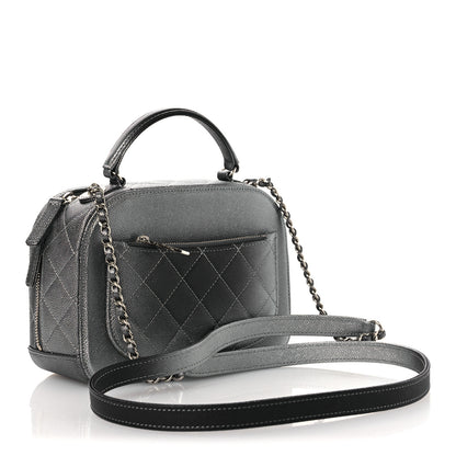 Chanel Metallic Caviar Small Coco Curve Vanity Bag Navy Blue Silver 3 of 12