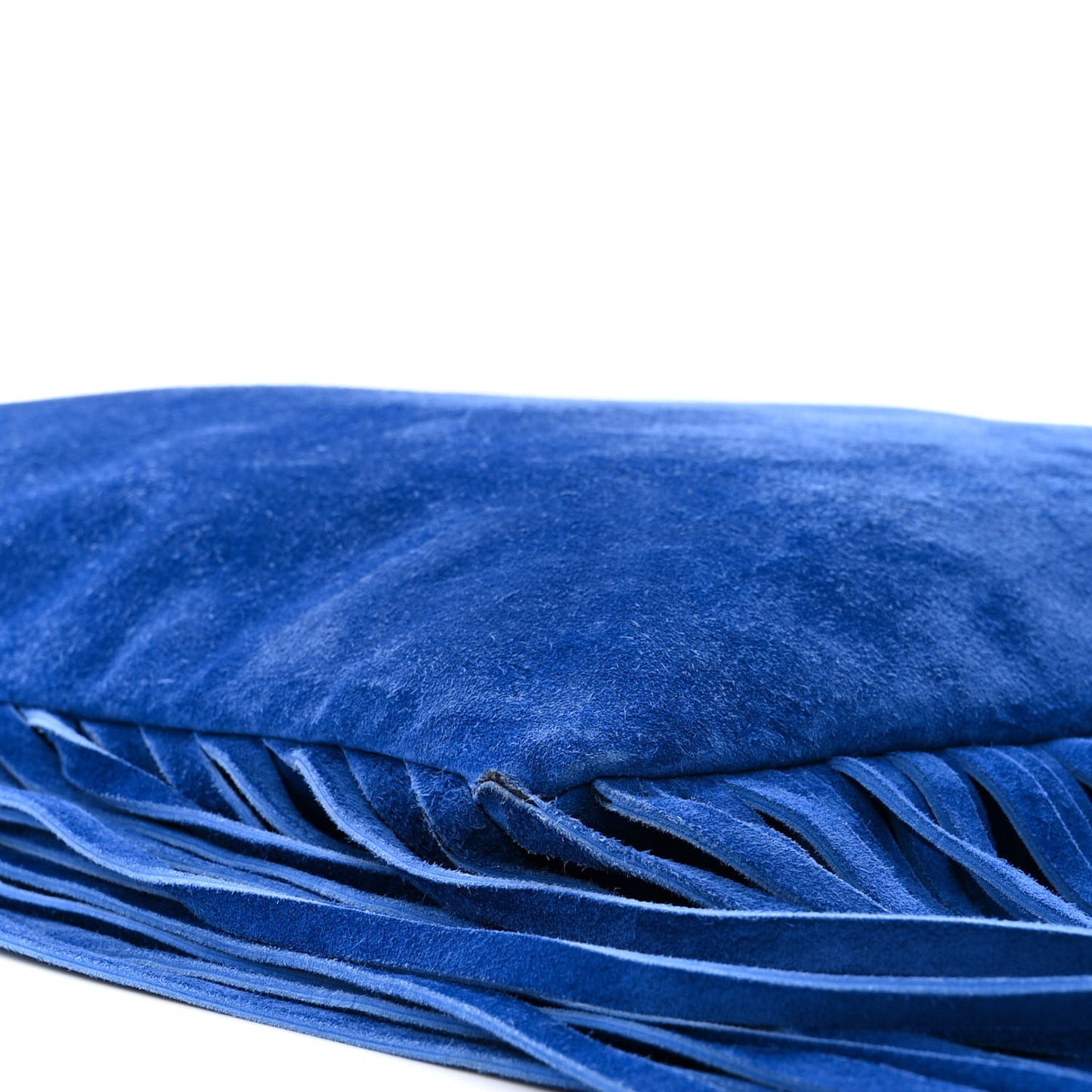 Suede Bamboo Fringe Small Shopper Tote Blue