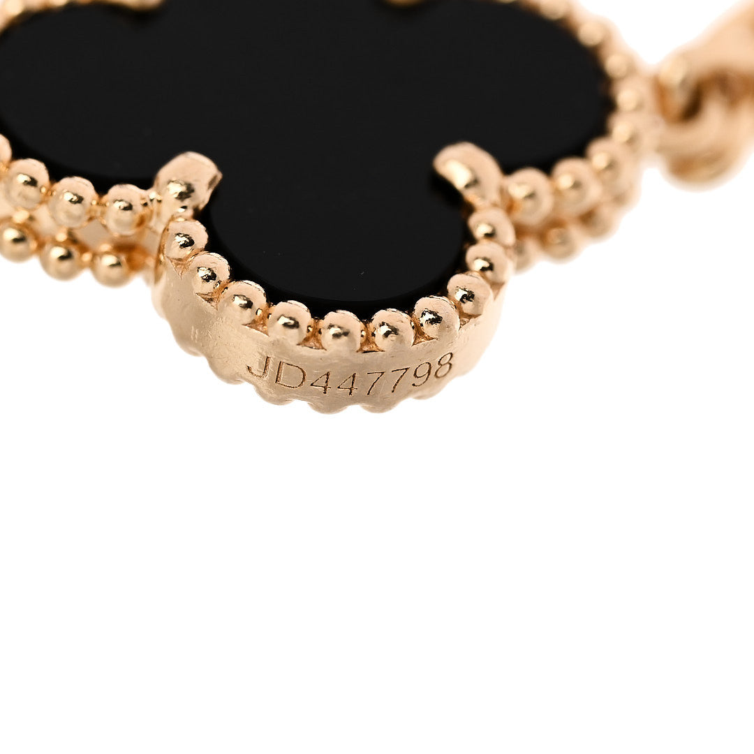 Van Cleef & Arpels 18K Yellow Gold Black Onyx 5 Motifs Vintage Alhambra Bracelet 3 of 4
