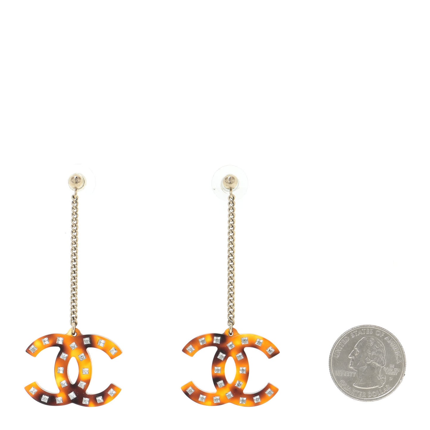 CC Crystal Drop Earrings Tortoise