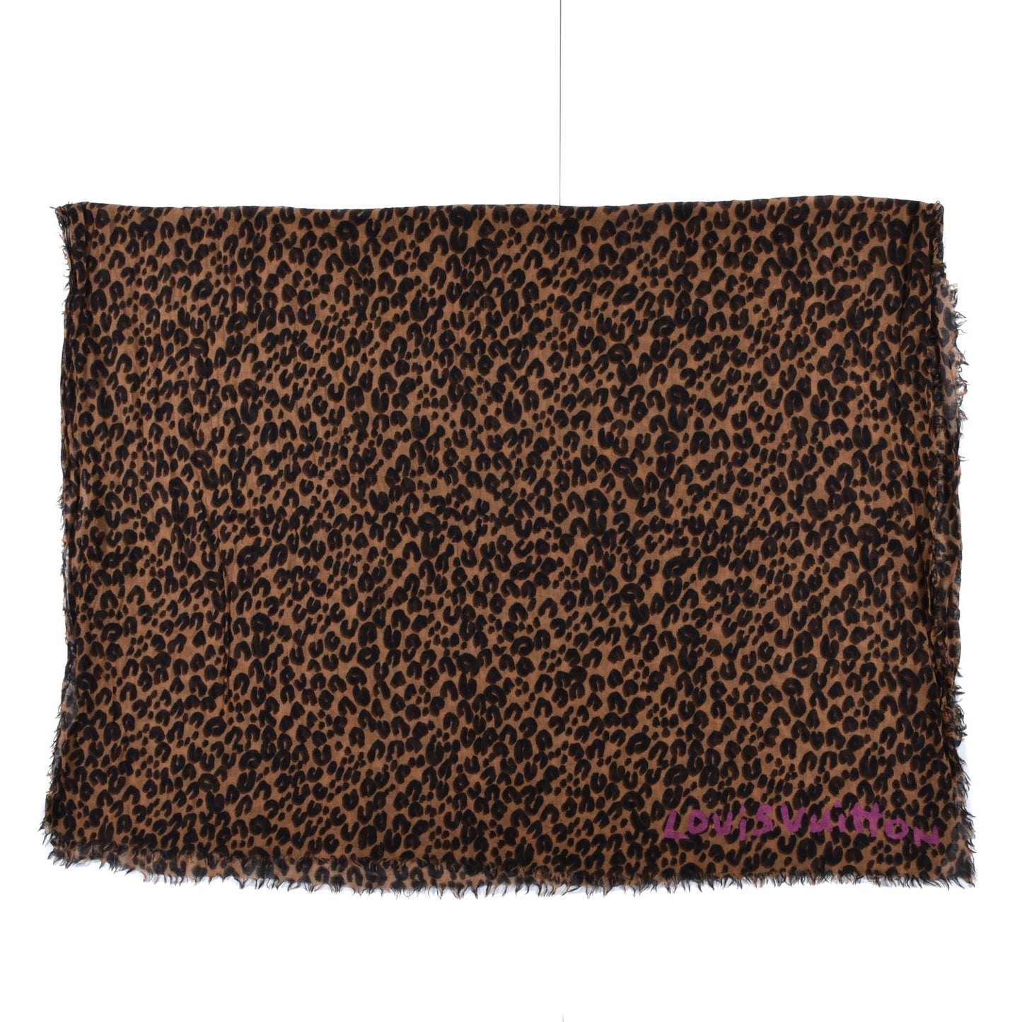 Cashmere Silk Leopard Etole Stole Marron