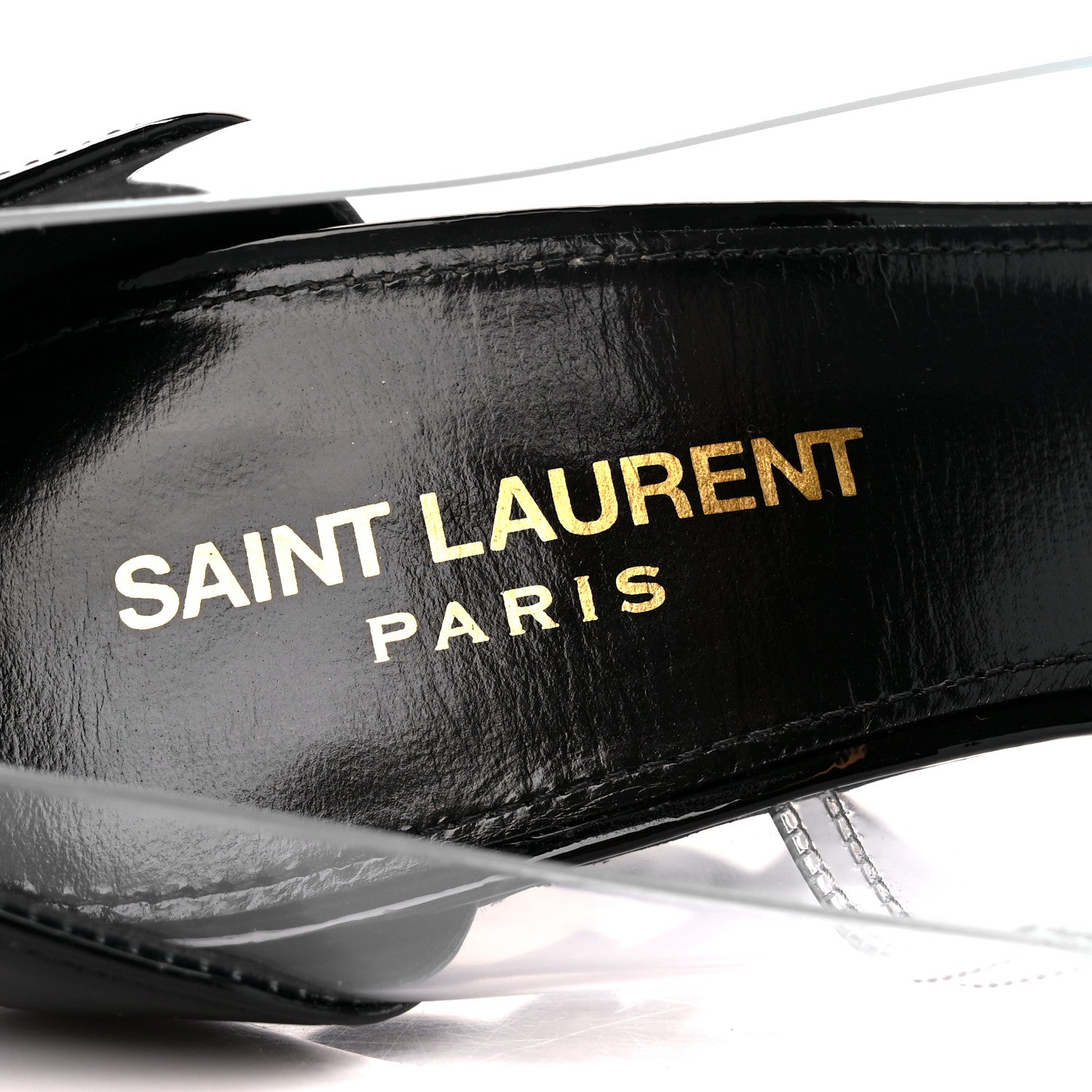 Saint Laurent Patent Calfskin PVC Opyum 110 Pump 38 Black Transparent 7 of 9
