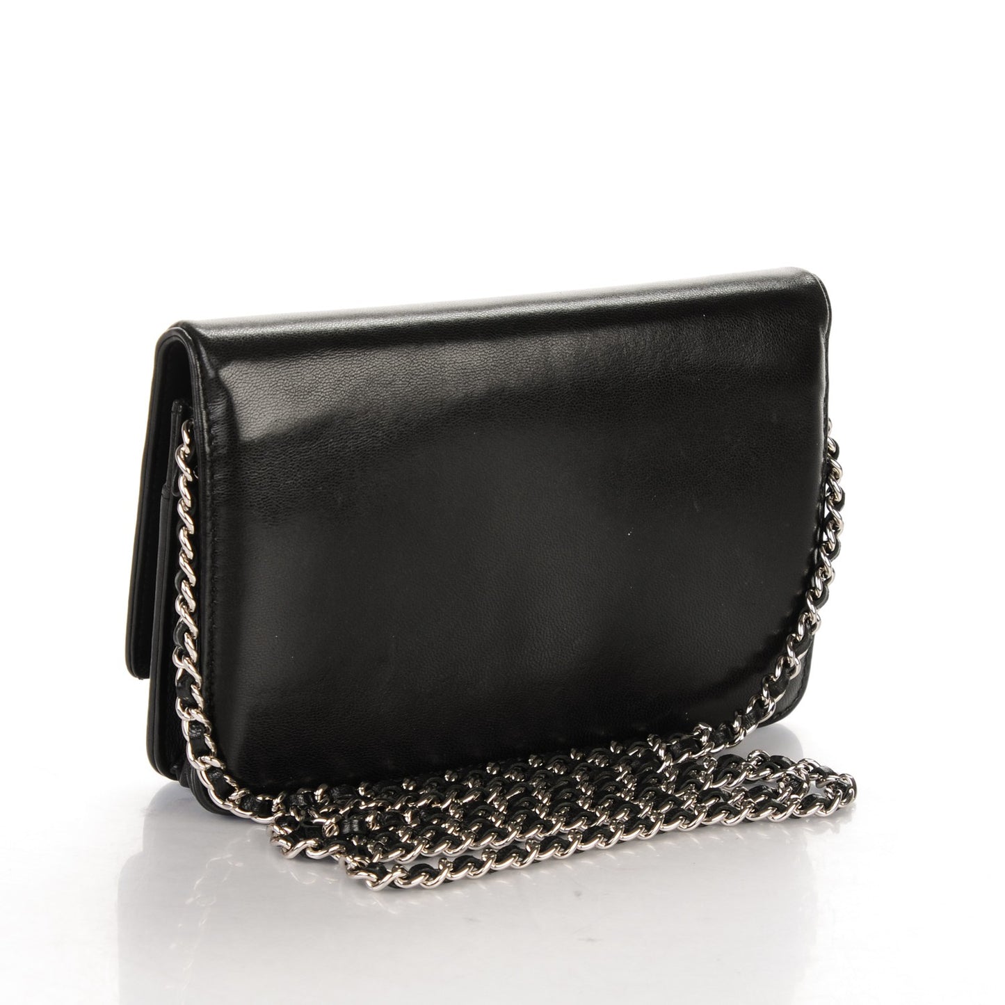 Lambskin Timeless CC Wallet On Chain WOC Black