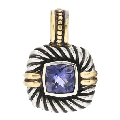 David Yurman Sterling Silver 14K Yellow Gold Amethyst 7mm Albion Enhancer Pendant 1 of 5