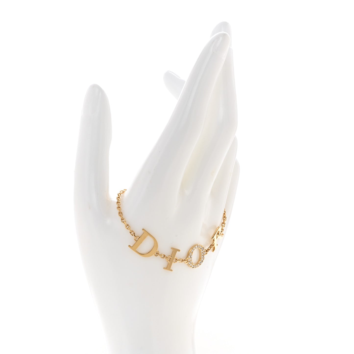 Metal Crystal Letters Bracelet Gold