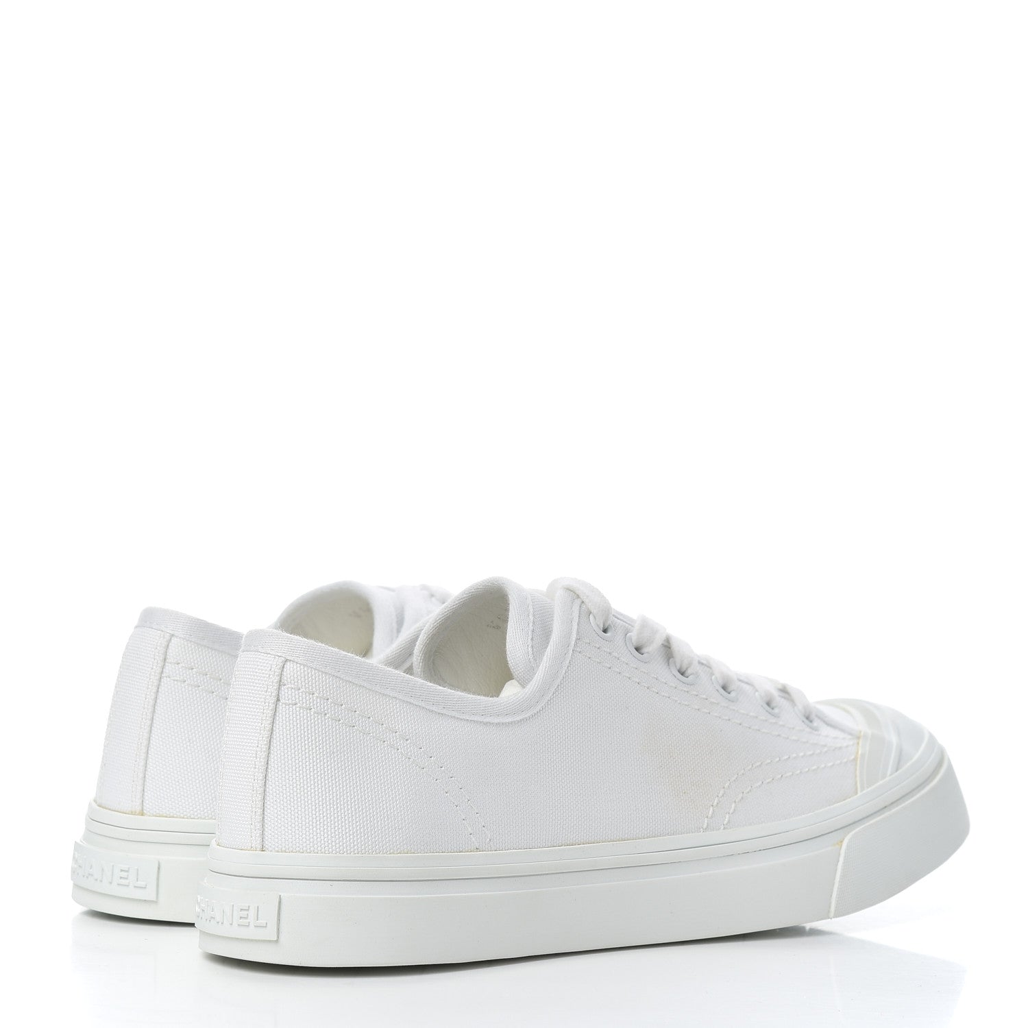 Chanel Fabric Low Top Sneakers 39.5 White 4 of 13