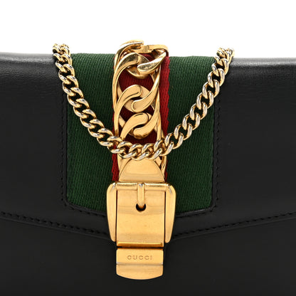 Gucci Calfskin Super Mini Sylvie Chain Shoulder Bag Black 8 of 14