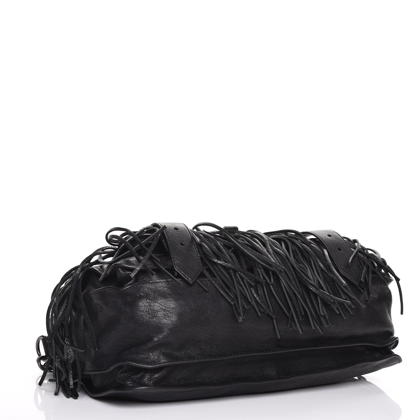 Lambskin Fringe Medium PS1 Satchel Black