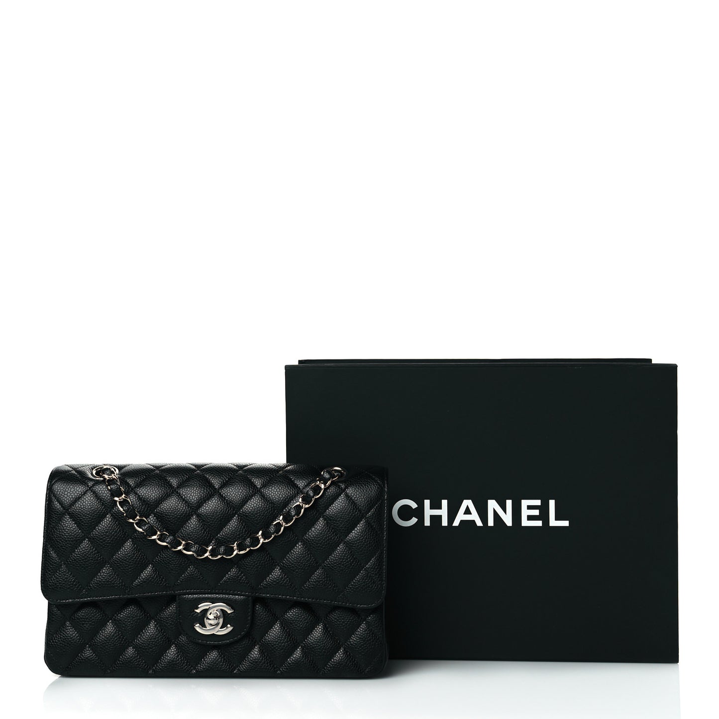Caviar Quilted Medium Double Flap Black