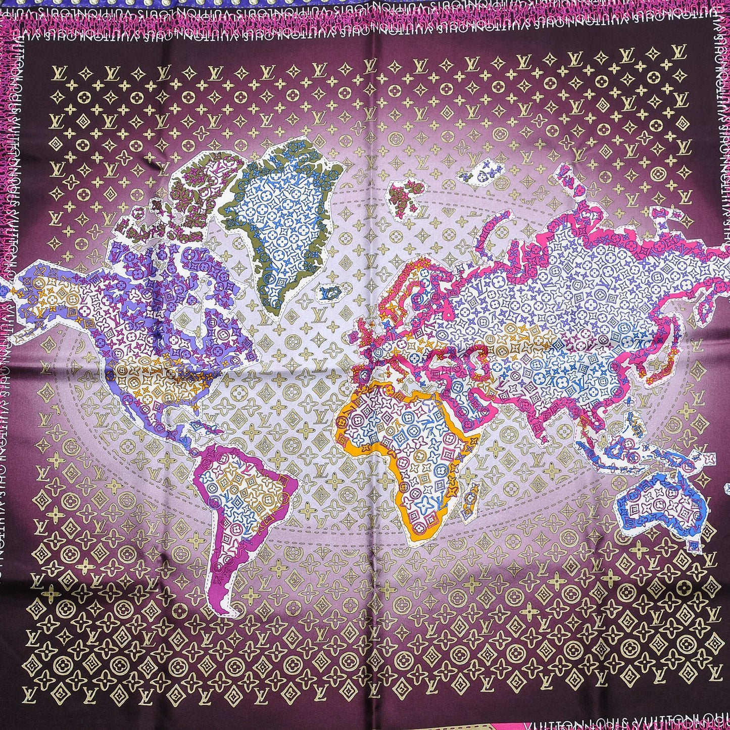 Silk Monogram Map Square Scarf