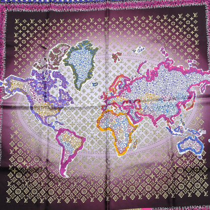 Louis Vuitton Silk Monogram Map Square Scarf 4 of 6