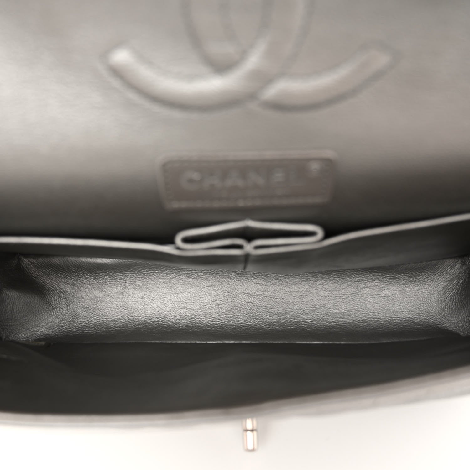 Chanel Metallic Caviar Chevron Quilted Medium Double Flap Silver 5 of 12