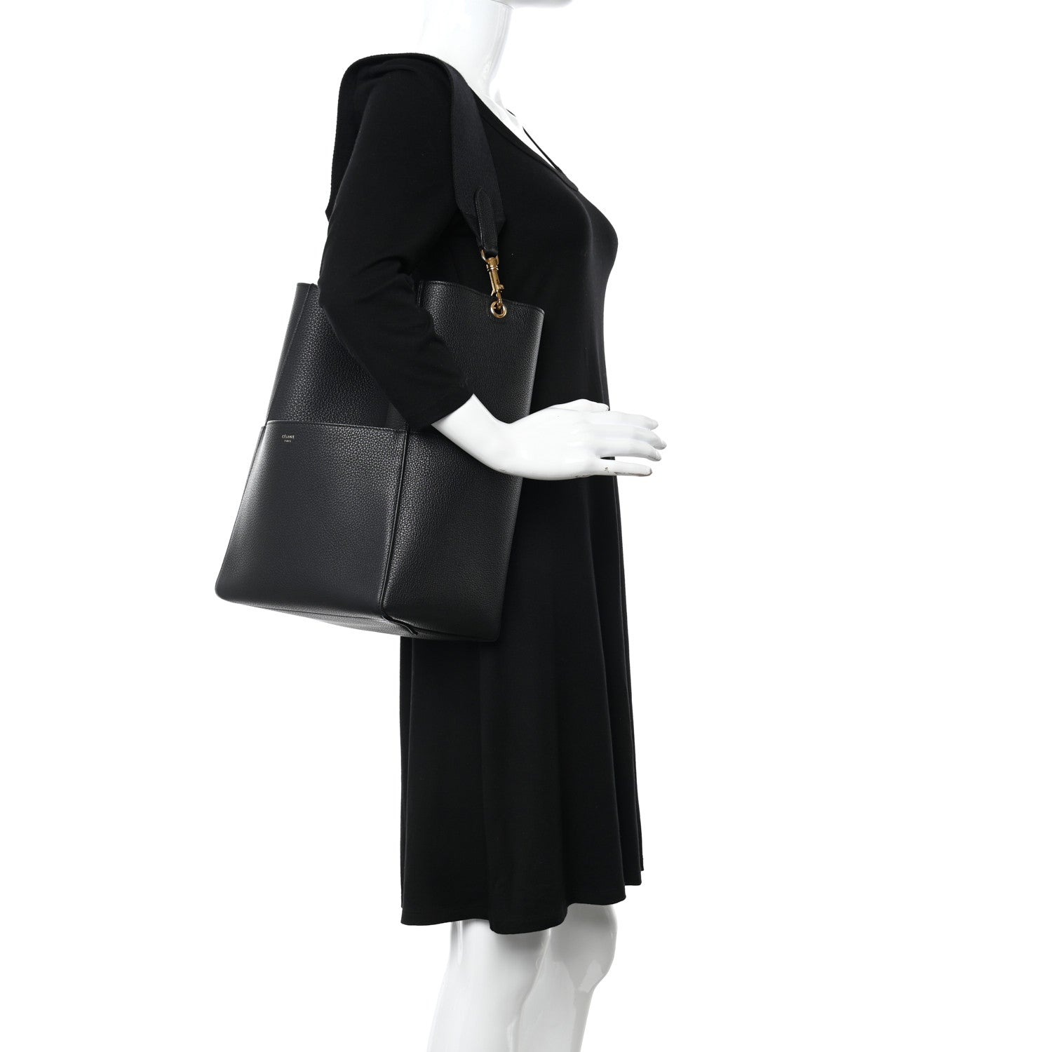Celine Soft Grained Calfskin Sangle Bucket Bag Black 2 of 13