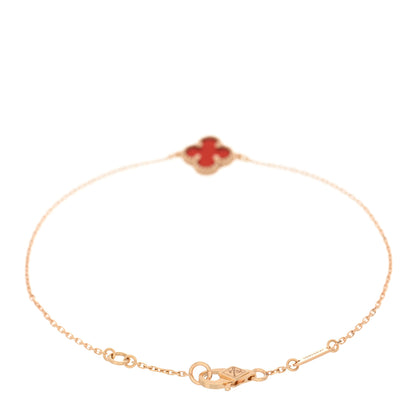 Van Cleef & Arpels 18K Rose Gold Carnelian Sweet Alhambra Bracelet 2 of 3