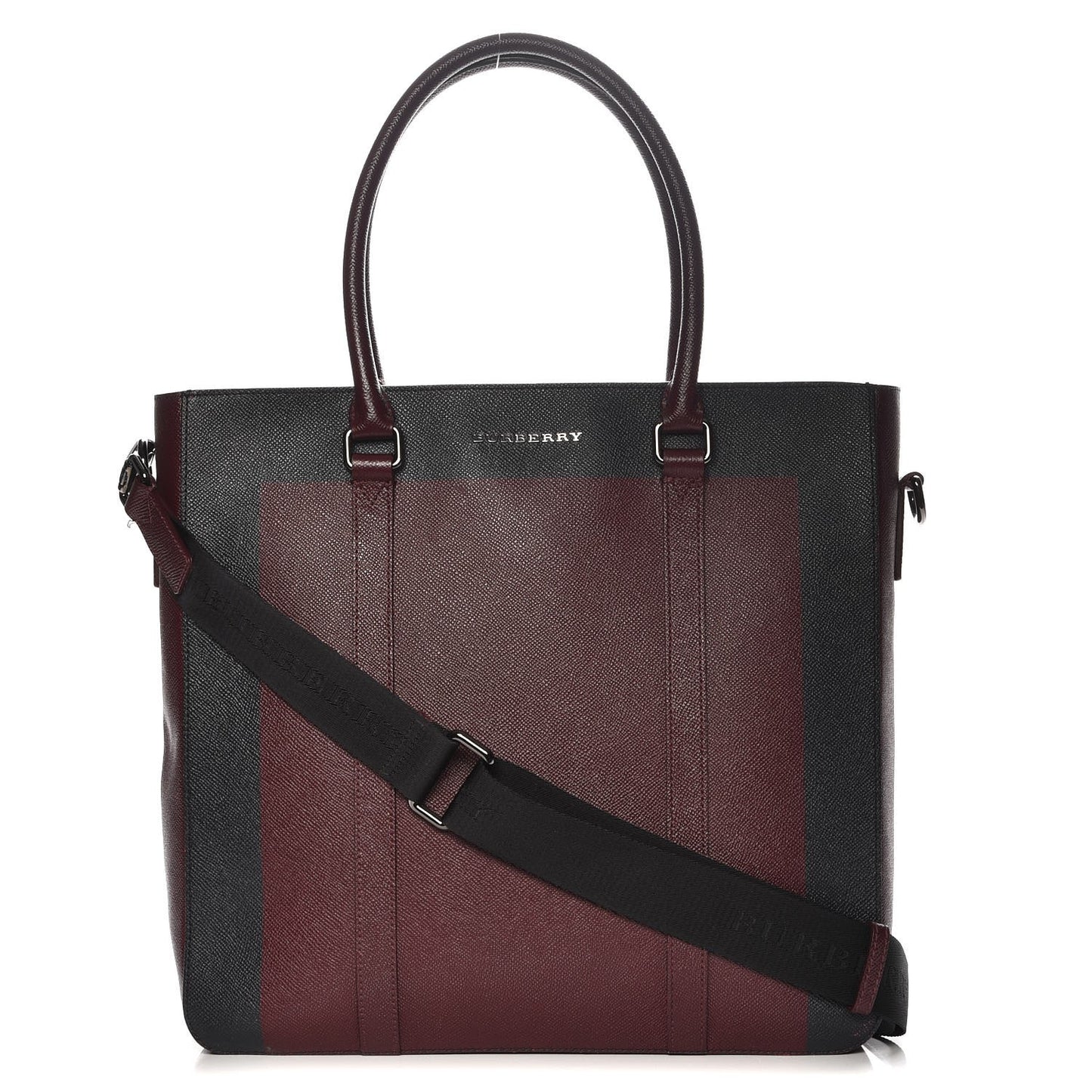 Grainy Calfskin Striped London Mens Tote