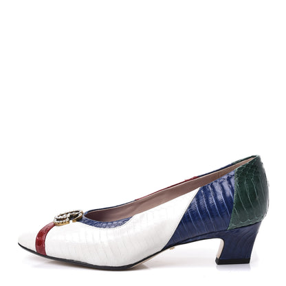 Gucci Snakeskin Crystal Double G Pumps 38.5 Multicolor 1 of 11