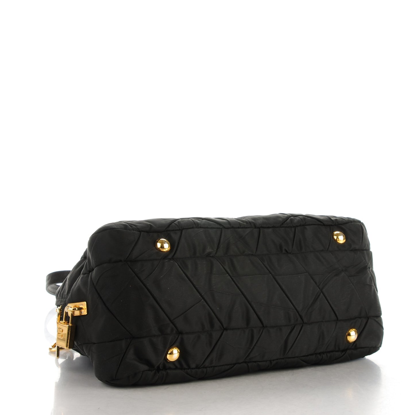Nylon Chevron Quilted Dome Satchel Black