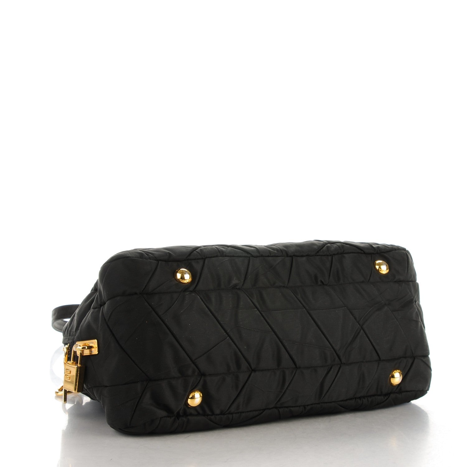 Prada Nylon Chevron Quilted Dome Satchel Black 4 of 8