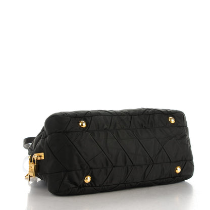 Prada Nylon Chevron Quilted Dome Satchel Black 4 of 8