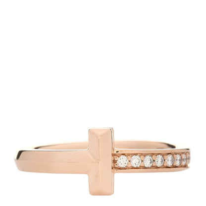 Tiffany 18K Rose Gold Diamond 2.5mm T T1 Ring 50 5.5 1 of 5